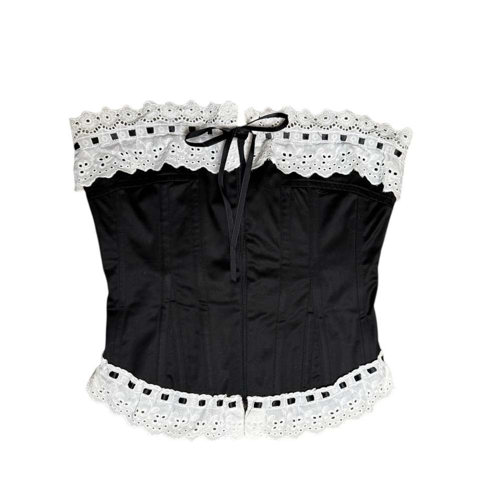 Luisa Spagnoli Eyelet Lace Corset Black White